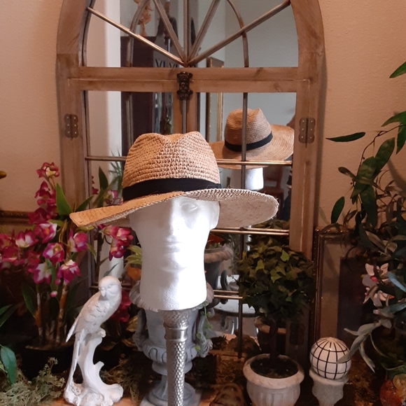 J. Crew, Raffia Straw, Floppy Banded Fedora, Size Medium-Large , Unisex - Picture 2 of 9